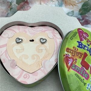 Brighton Silver Heart Stud Earrings in a Brighton Love Tin